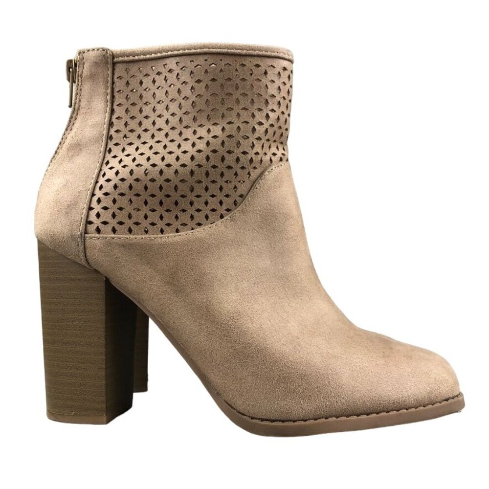 Apt. 9 Women's Size 9 Rheba Tan Brown Perforated Back Zip Block Heel Ankle Boots